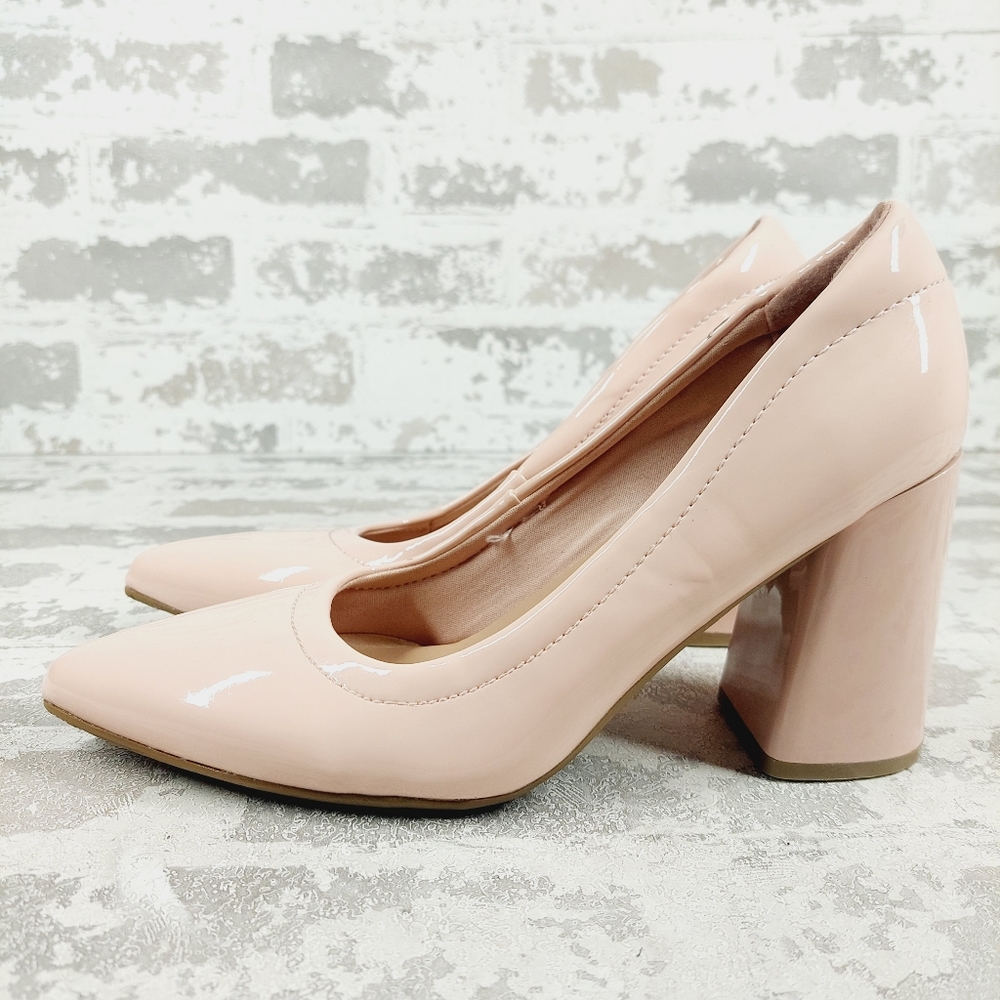 Anne Klein Grazen Blush Patent Pointed Toe Pump